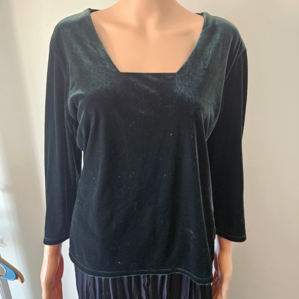 Vintage green velvet Kathy ireland square neck top